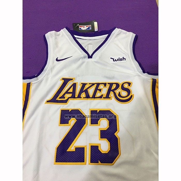 Camiseta Los Angeles Lakers Lebron James NO 23 Association 2018 Blanco